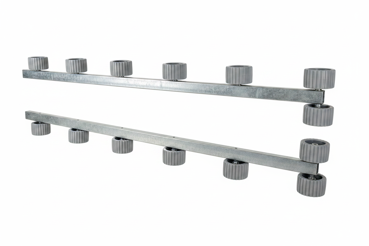 Roller bunks on white background