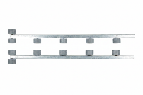 Roller conveyor frame on white background
